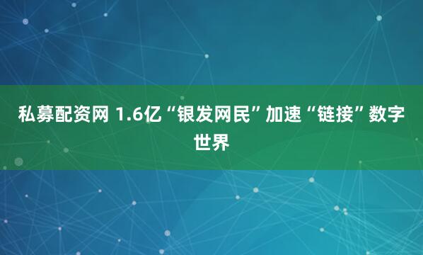 私募配资网 1.6亿“银发网民”加速“链接”数字世界